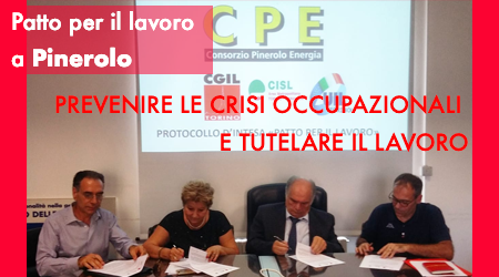 Patto per il lavoro a Pinerolo tra Consorzio CPE e CGIL CISL UIL Torino