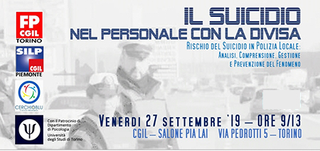 Venerdì 27 settembre un convegno sul fenomeno del suicidio nel personale in divisa