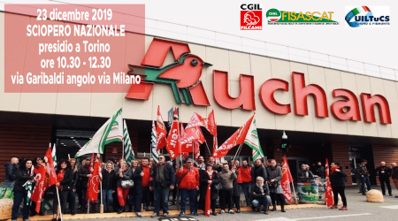 Auchan: 23 dicembre sciopero nazionale. Presidio a Torino in via Garibaldi angolo via Milano