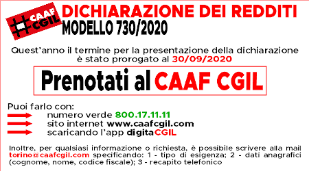I servizi del Caaf Cgil Piemonte-Valle d’Aosta