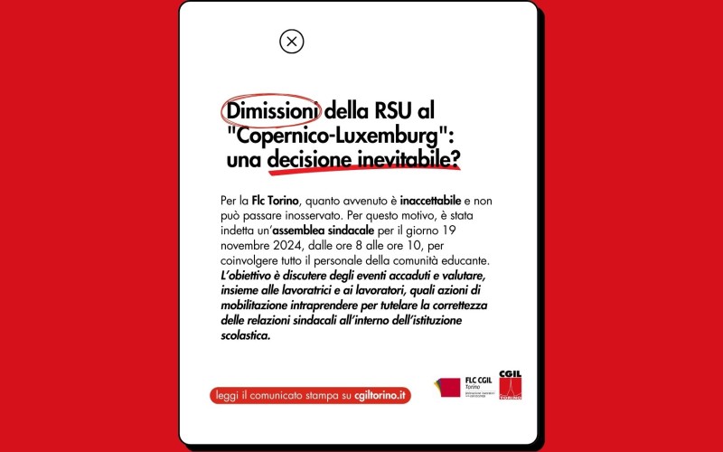 Dimissioni della RSU al “Copernico-Luxemburg” di Torino: una decisione inevitabile?