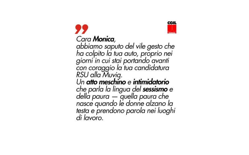 Atto meschino e intimidatorio: la lettera di sostegno a Monica