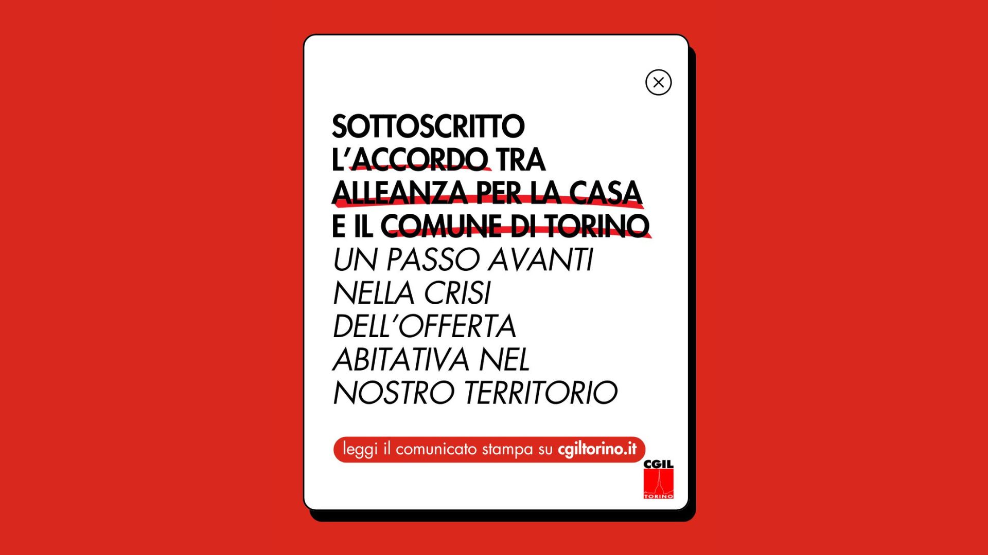 Sottoscritto l'accordo tra Alleanza per la Casa e il Comune di Torino 