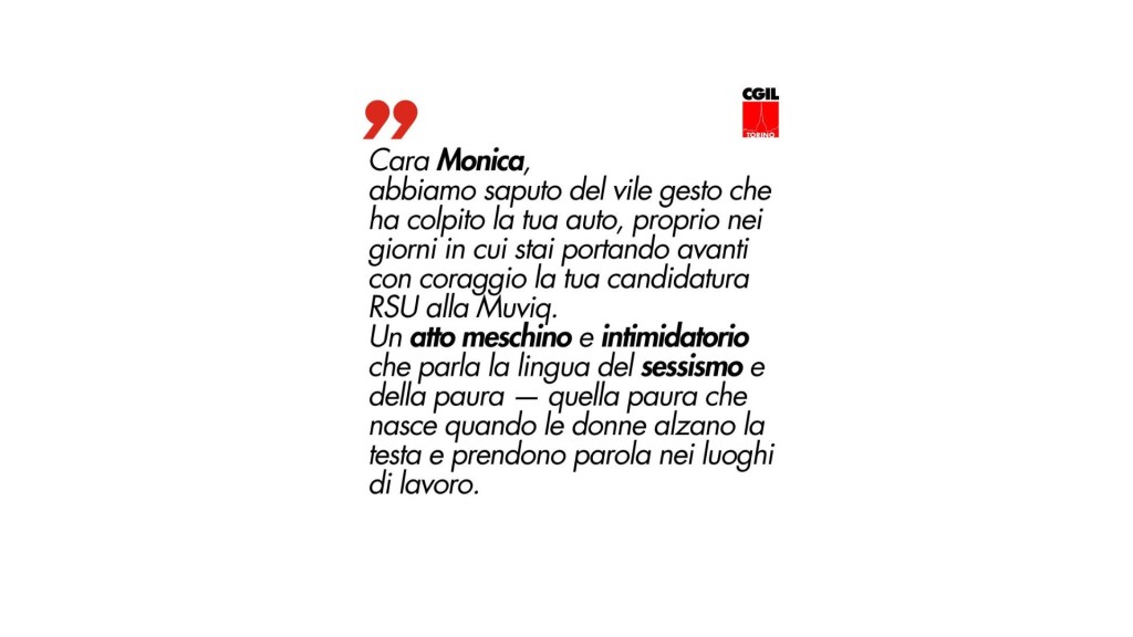Atto meschino e intimidatorio: la lettera di sostegno a Monica