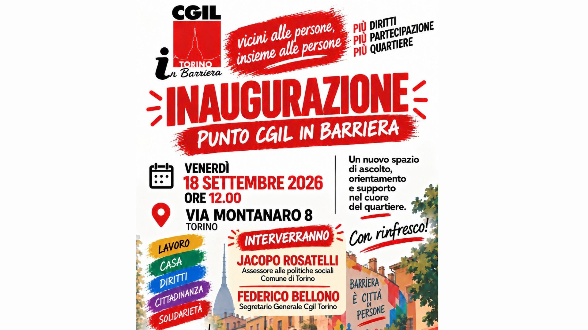 Uno spazio per i bisogni di cittadine e cittadini: la CGIL apre una nuova sede in Barriera di Milano 