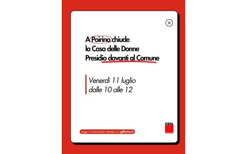 A Poirino chiude la Casa delle Donne: l’11 luglio presidio davanti al Comune